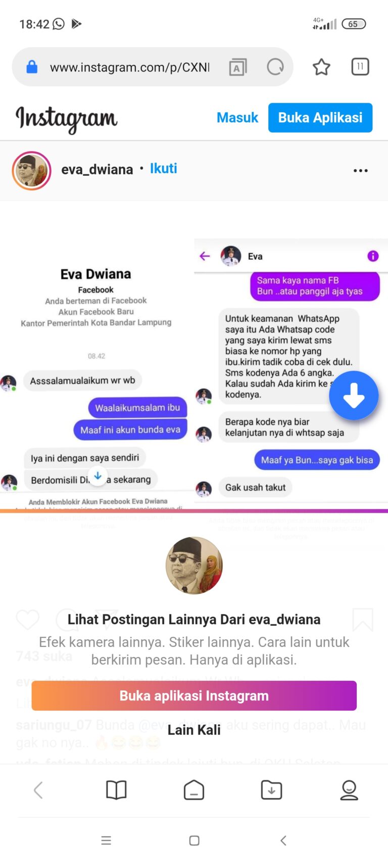 Walikota Eva Dwiana Beri Penegasan Akun Facebook Mengatasnamakan Dirinya Adalah Akun Palsu