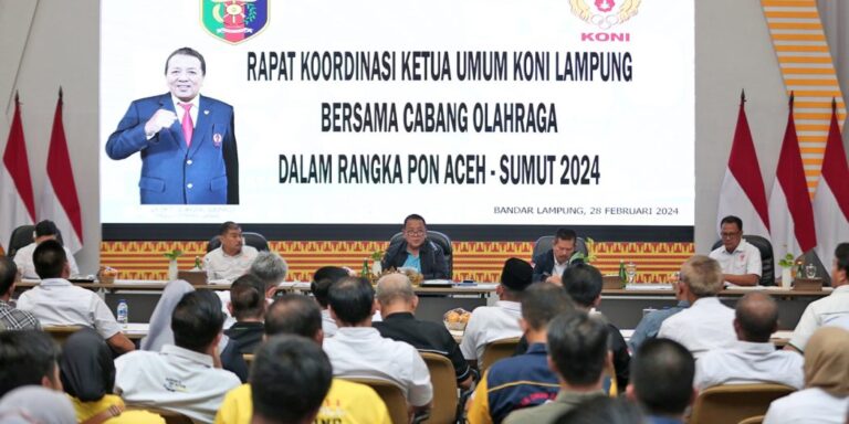 Arinal Pimpin Rakor KONI bersama Cabor PON XXI Aceh-Sumut 2024, Lampung Ikuti 54 Cabor dan Memberangkatkan 549 Peserta Kontingen